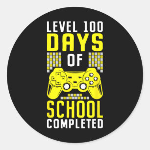 100 dagen school voor afgewerkte gamer ronde sticker