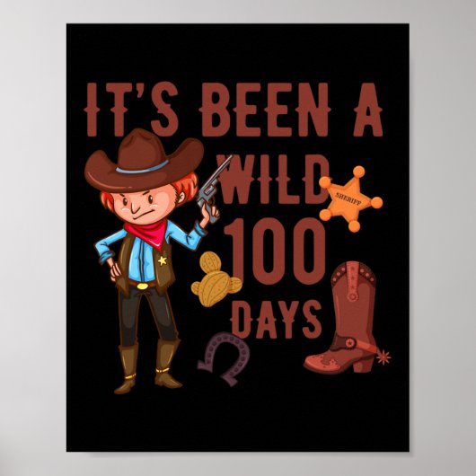 100 dagen school voor Kinder Westerne cowboy Poster (Voorkant)