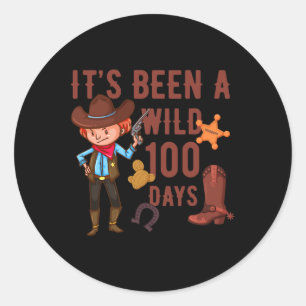 100 dagen school voor Kinder Westerne cowboy Ronde Sticker