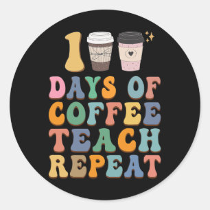 100 dagen school voor leraar koffie liefhebber ronde sticker