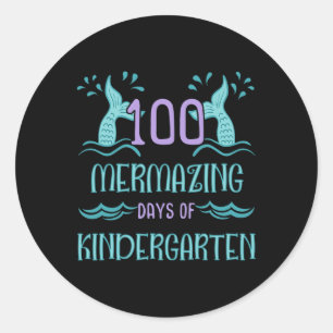 100 dagen school voor meisjes zeemeermin kleutersc ronde sticker