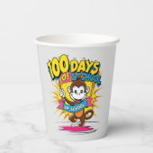 100 dagen schoolapenfeest papieren bekers (Achterkant)