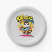 100 dagen schoolapenfeest papieren bordje (Voorkant)