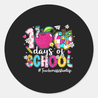100 Dagen Schoolappel Geruite Leraar Onmiddellijk Ronde Sticker