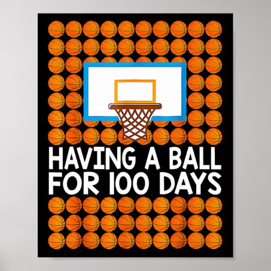 100 dagen schoolbal 100e dag balls cadeau poster (Voorkant)
