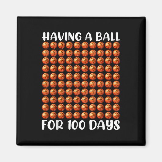 100 dagen schoolbasketbal 100e dag 100 dagen magneet (Voorkant)