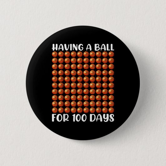 100 dagen schoolbasketbal 100e dag 100 dagen ronde button 5,7 cm (Voorkant)