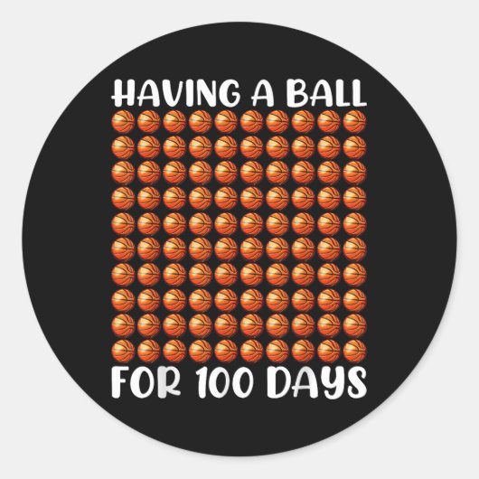 100 dagen schoolbasketbal 100e dag 100 dagen ronde sticker (Voorkant)
