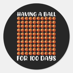 100 dagen schoolbasketbal 100e dag 100 dagen ronde sticker