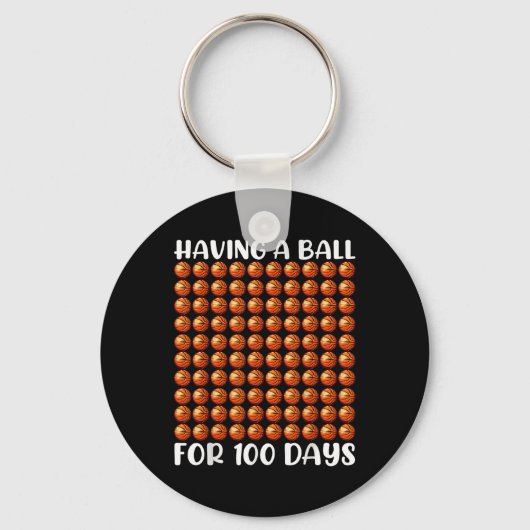 100 dagen schoolbasketbal 100e dag 100 dagen sleutelhanger (Voorkant)