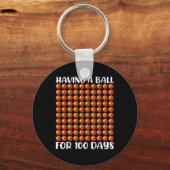 100 dagen schoolbasketbal 100e dag 100 dagen sleutelhanger (Voorkant)