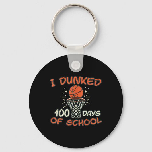 100 dagen schoolbasketbal 100e dag Mannen Sleutelhanger (Voorkant)