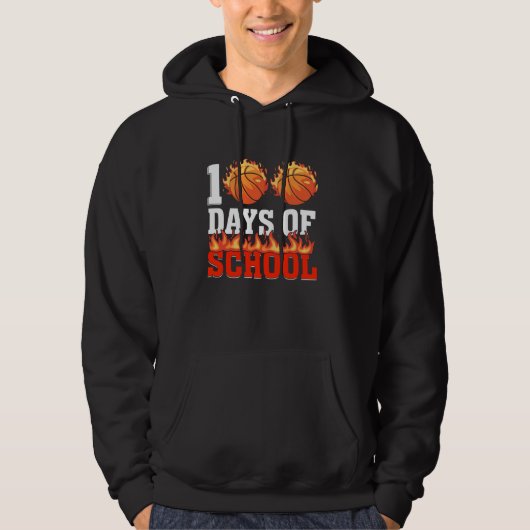 100 dagen schoolbasketbal 100e dag student ki hoodie (Voorkant)