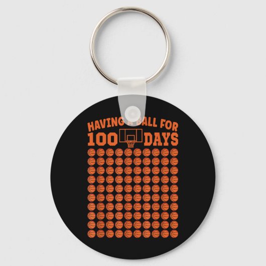 100 dagen schoolbasketbal 100e dag voor jongens sleutelhanger (Voorkant)