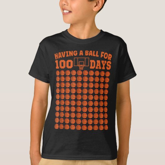 100 dagen schoolbasketbal 100e dag voor jongens t-shirt (Voorkant)
