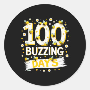 100 dagen schoolbijen 100 zoemende dagen ronde sticker