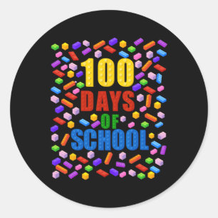 100 dagen schoolbouwstenen blokken 100e dag ronde sticker