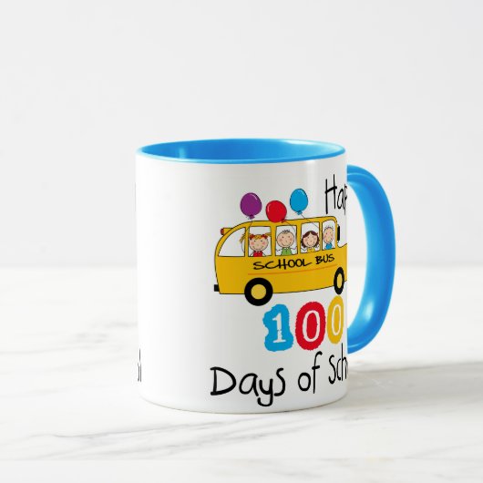 100 dagen schoolbusviering mok (Voorkant rechts)