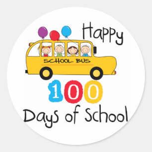 100 dagen schoolbusviering ronde sticker