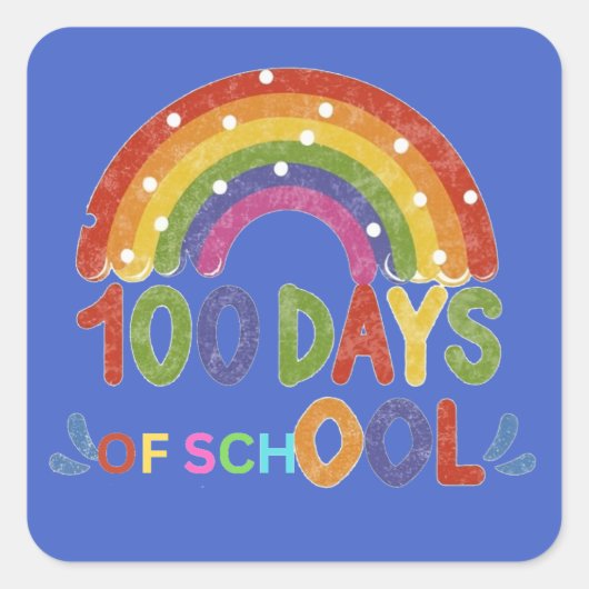 100 dagen schoolcadeauleraar vierkante sticker (Voorkant)
