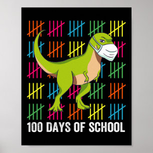 100 dagen schooldinosaurusmaskers Fun Teacher Boys Poster
