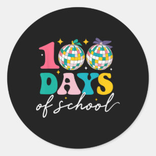 100 dagen schooldiscobal ronde sticker