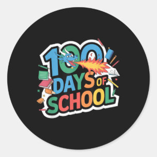 100 dagen schooldraak thema Kinder leraar Outfi Ronde Sticker