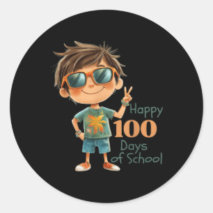 100 dagen schoolfeest outfit Kinder, jongens & Ronde Sticker