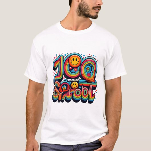 100 dagen schoolfeest - T-shirt met de hand geteke (Voorkant)