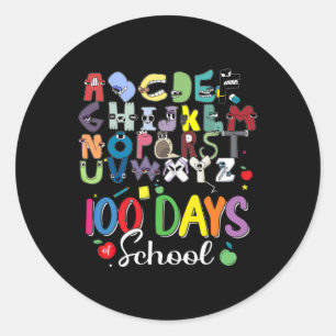 100 dagen schoolgeld van Alphabet Lore Abc Ronde Sticker