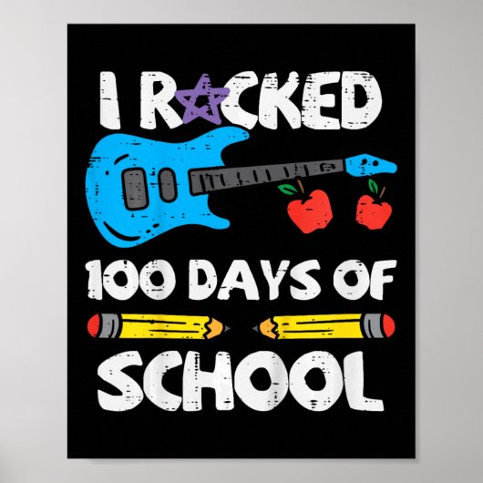 100 dagen schoolgitaar 100e dag slimmer poster (Voorkant)