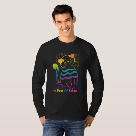 100 dagen schoolgrappige Cute Cat T-shirt (Voorkant volledig)