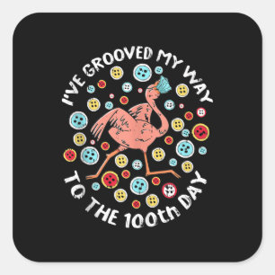 100 dagen schoolgroove Flamingo Face Mask Vierkante Sticker