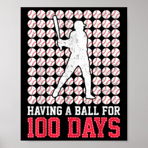 100 dagen schoolhonkbal 100e dag voor jongens poster