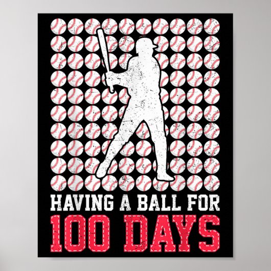 100 dagen schoolhonkbal 100e dag voor jongens poster (Voorkant)