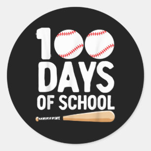 100 dagen schoolhonkbal 100e dag voor jongens ronde sticker