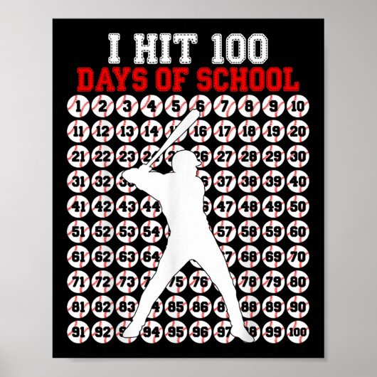 100 dagen schoolhonkbal 100e schooldag poster (Voorkant)