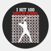 100 dagen schoolhonkbal 100e schooldag ronde sticker (Voorkant)