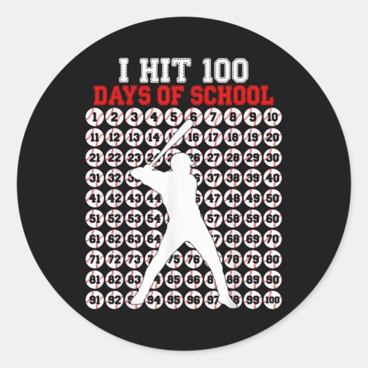 100 dagen schoolhonkbal 100e schooldag ronde sticker (Voorkant)