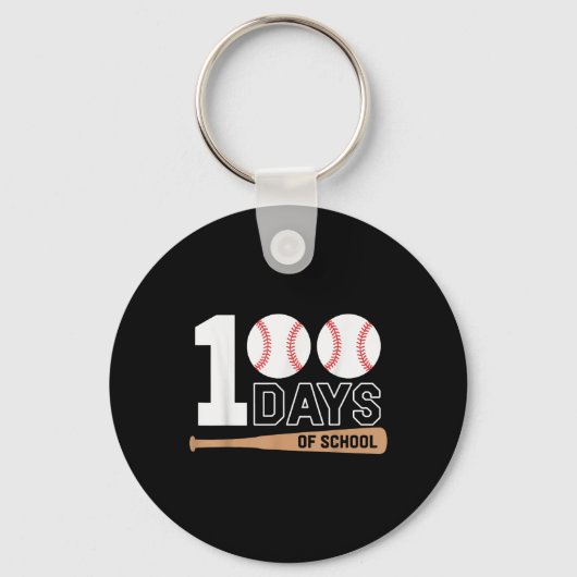100 dagen schoolhonkbal 100e schooldag sleutelhanger (Voorkant)