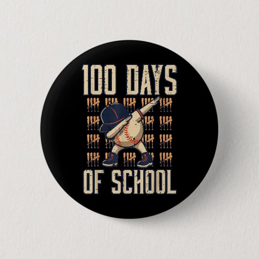100 dagen schoolhonkbal Dab 100th Day Boys Ronde Button 5,7 Cm (Voorkant)