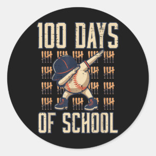 100 dagen schoolhonkbal Dab 100th Day Boys Ronde Sticker