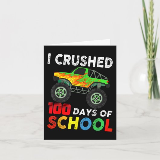 100 dagen schooljongens Monster Trucks Kaart (Voorkant)