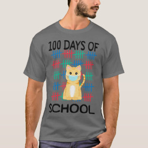 100 dagen schoolkat-gezichtsmasker t-shirt