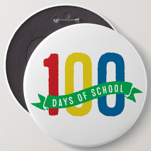 100 dagen schoolknop ronde button 6,0 cm (Voorkant /achterkant)