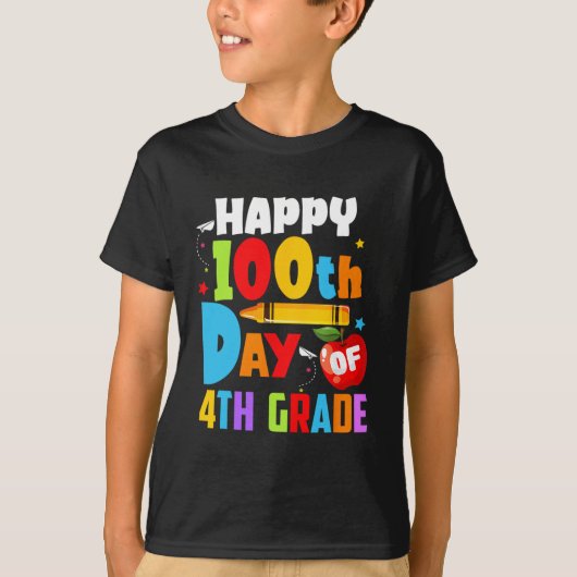 100 dagen schoolleraar 100e dag van de vierde graa t-shirt (Voorkant)