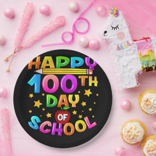 100 dagen schoolleraar 100e schooldag papieren bordje (Feest)