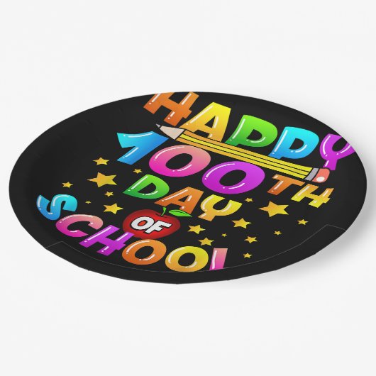 100 dagen schoolleraar 100e schooldag papieren bordje (Gekanteld)