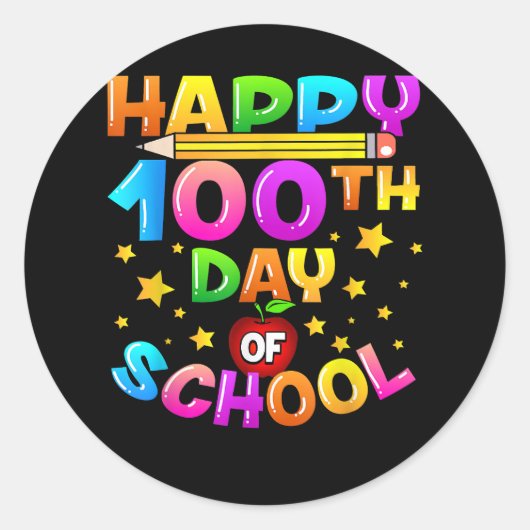 100 dagen schoolleraar 100e schooldag ronde sticker (Voorkant)