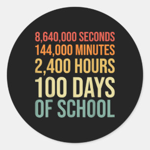 100 dagen schoolleraar die 80-jarige Retro Vintag Ronde Sticker